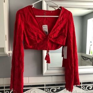 Forever 21 Floral Eyelet Crop Top